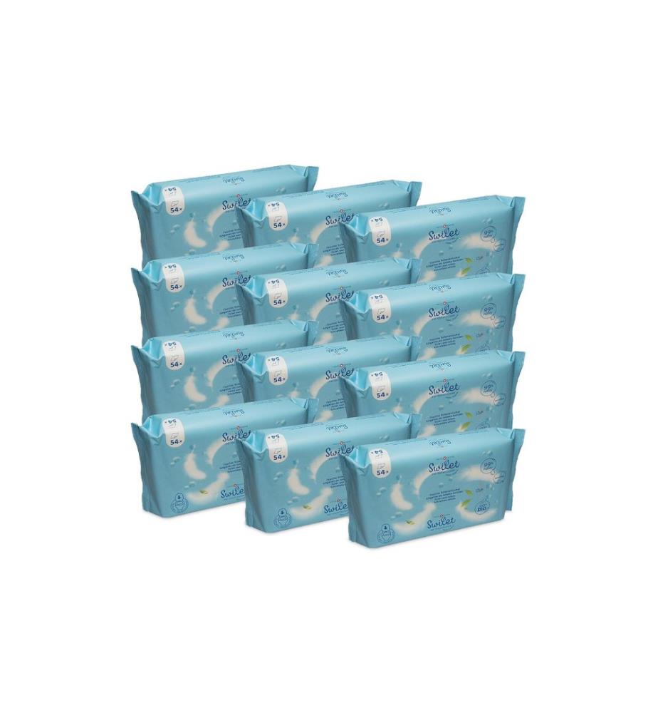 Swilet Feuchte Toilettentücher für die Toilette, Bio, 12 x 54 Stk.