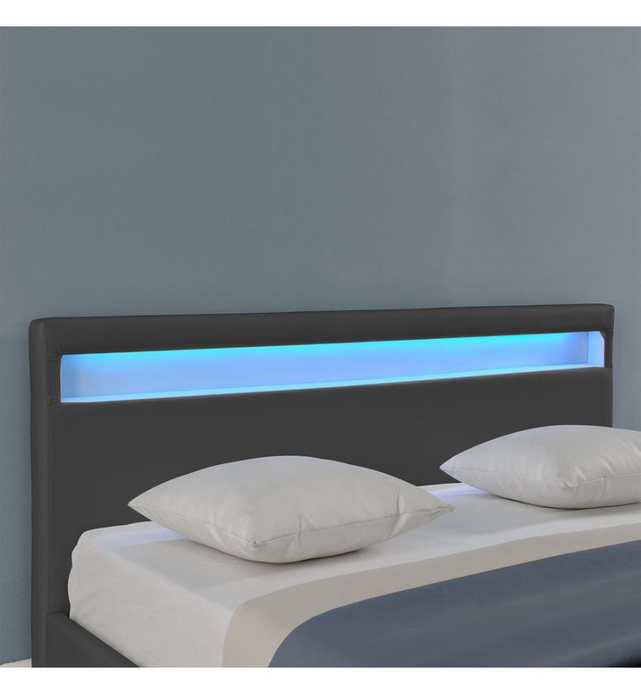 Lit en similicuir Paris avec éclairage LED RGB 140x200 cm Corium