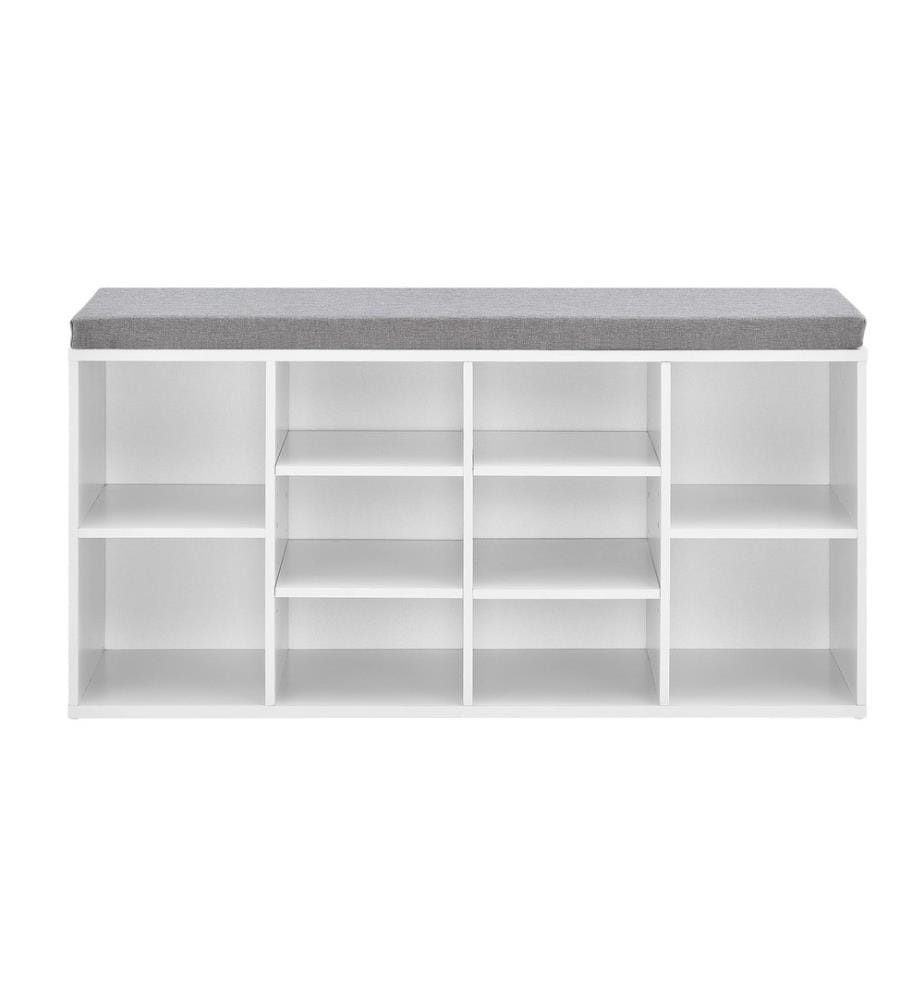 Scarpiera Ymir 103x30x48 cm 10 ripiani Panchina bianco grigio