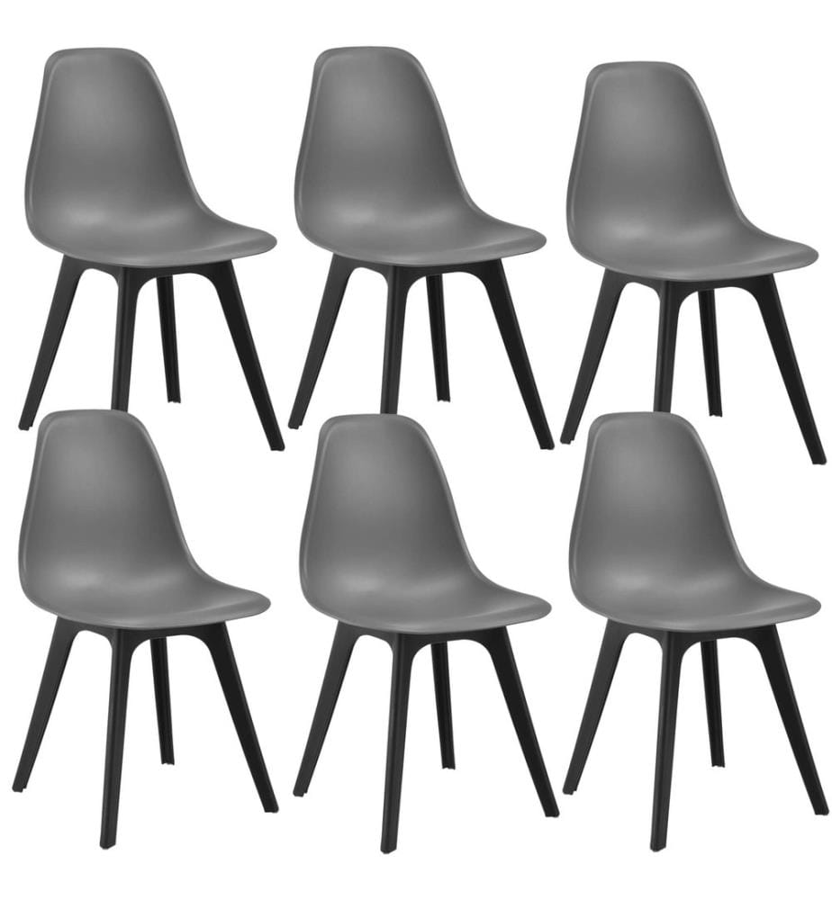 Sedia da pranzo Brevik set di 6 83x54x48 cm Grigio Nero
