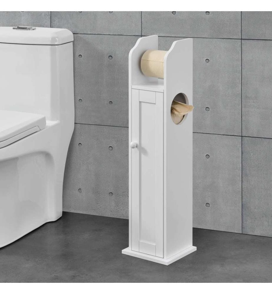Toilettenpapierhalter Badregal mit Ablage Falkenberg 78x20x18 cm Weiss
