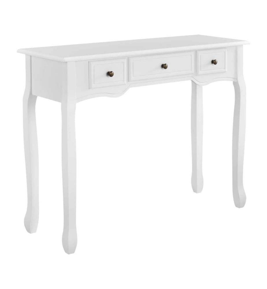 Table console Hirschhorn avec 3 tiroirs Blanc