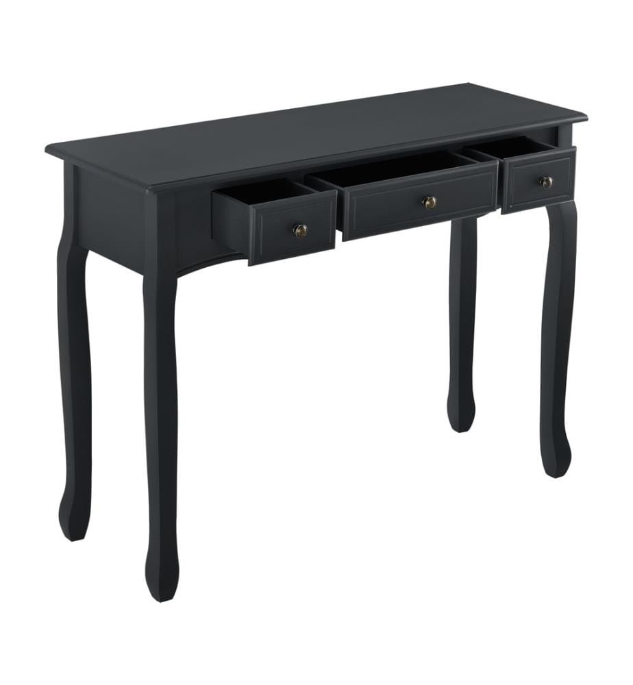 Table console Hirschhorn 100x35x78 cm avec 3 tiroirs noir