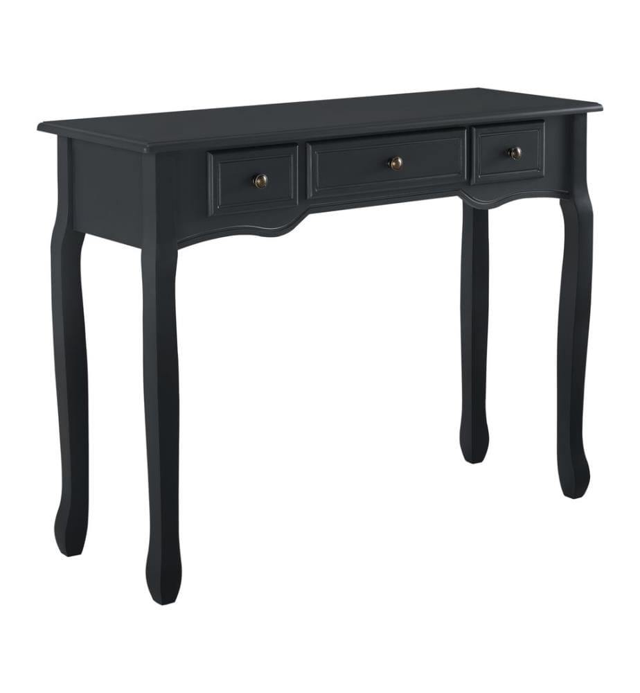 Table console Hirschhorn 100x35x78 cm avec 3 tiroirs noir