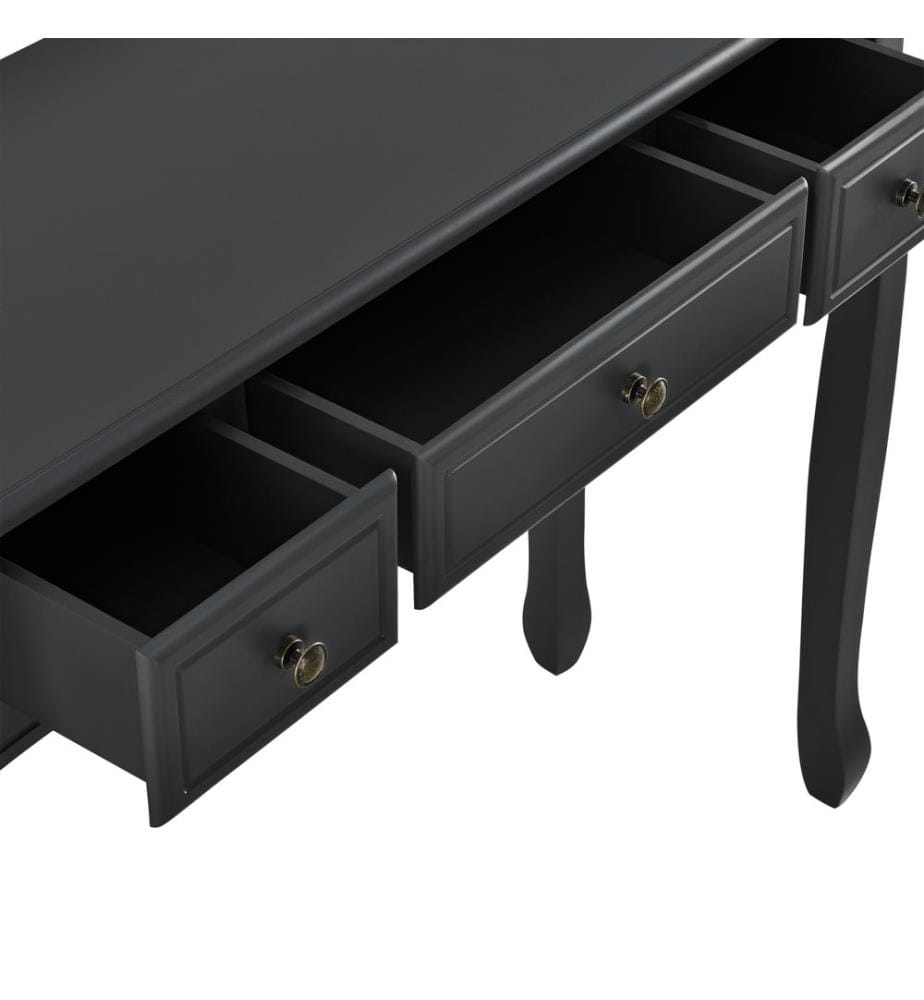 Table console Hirschhorn 100x35x78 cm avec 3 tiroirs noir