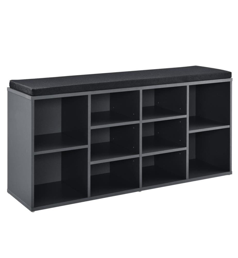 Étagère à chaussures Leonidas 103x30x48 cm avec banc rembourré 10 compartiments