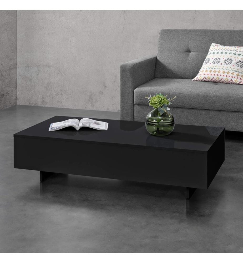 Table basse Lärketorp 115x55x31 cm noir brillant