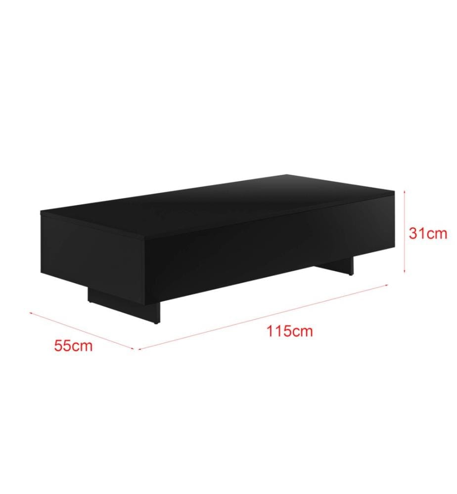 Table basse Lärketorp 115x55x31 cm noir brillant