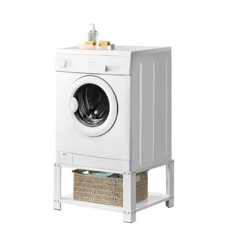 Socle de machine à laver Courtavon avec tablette Acier blanc