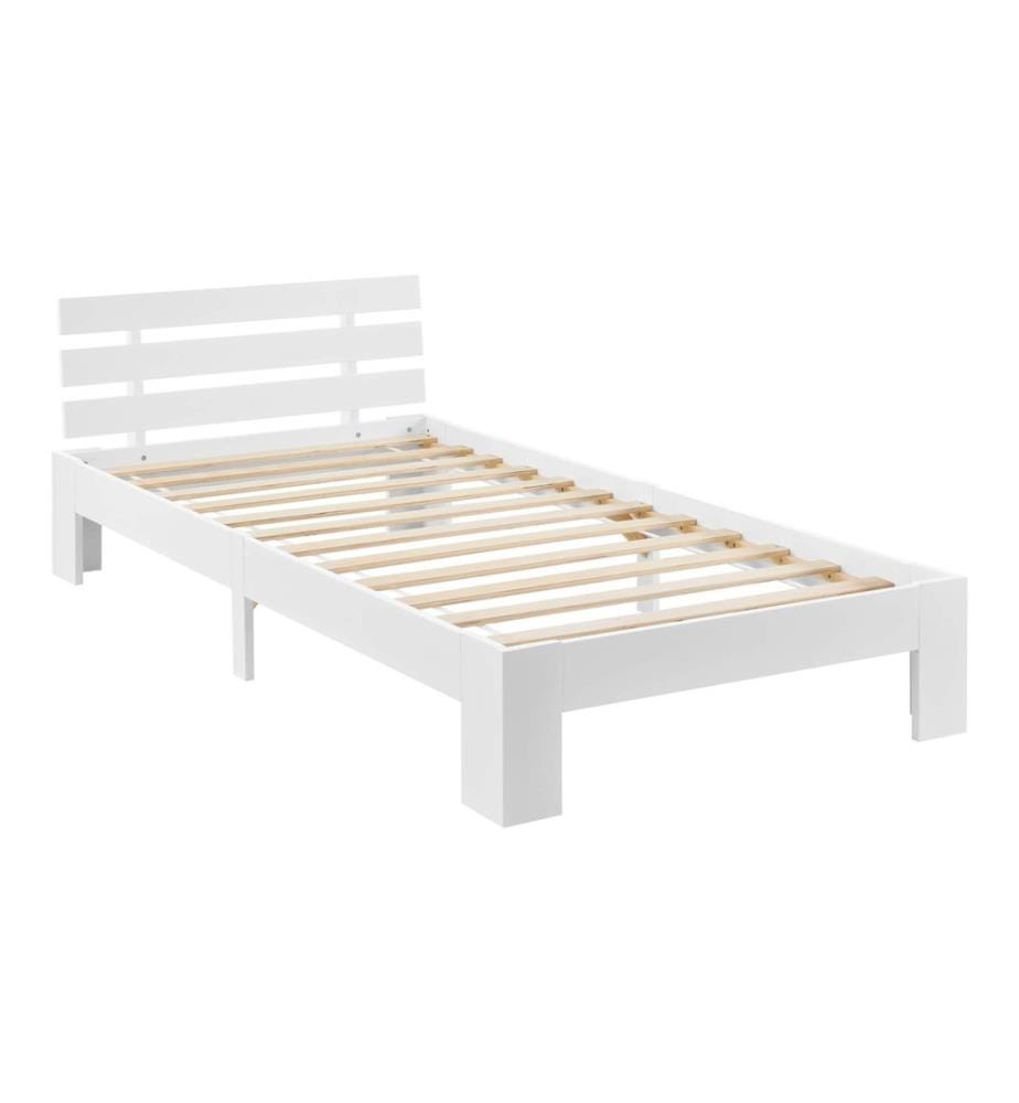 Lit en bois Nivala 120x200 cm avec tête de lit blanche