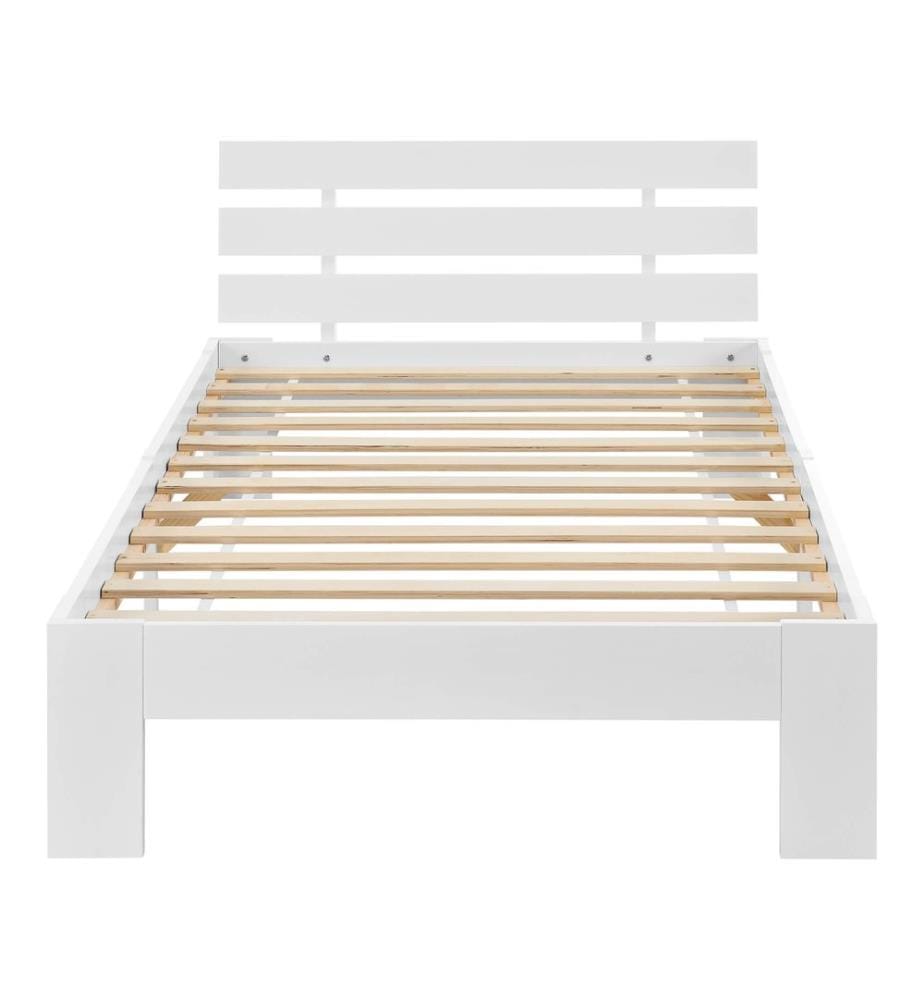 Lit en bois Nivala 120x200 cm avec tête de lit blanche
