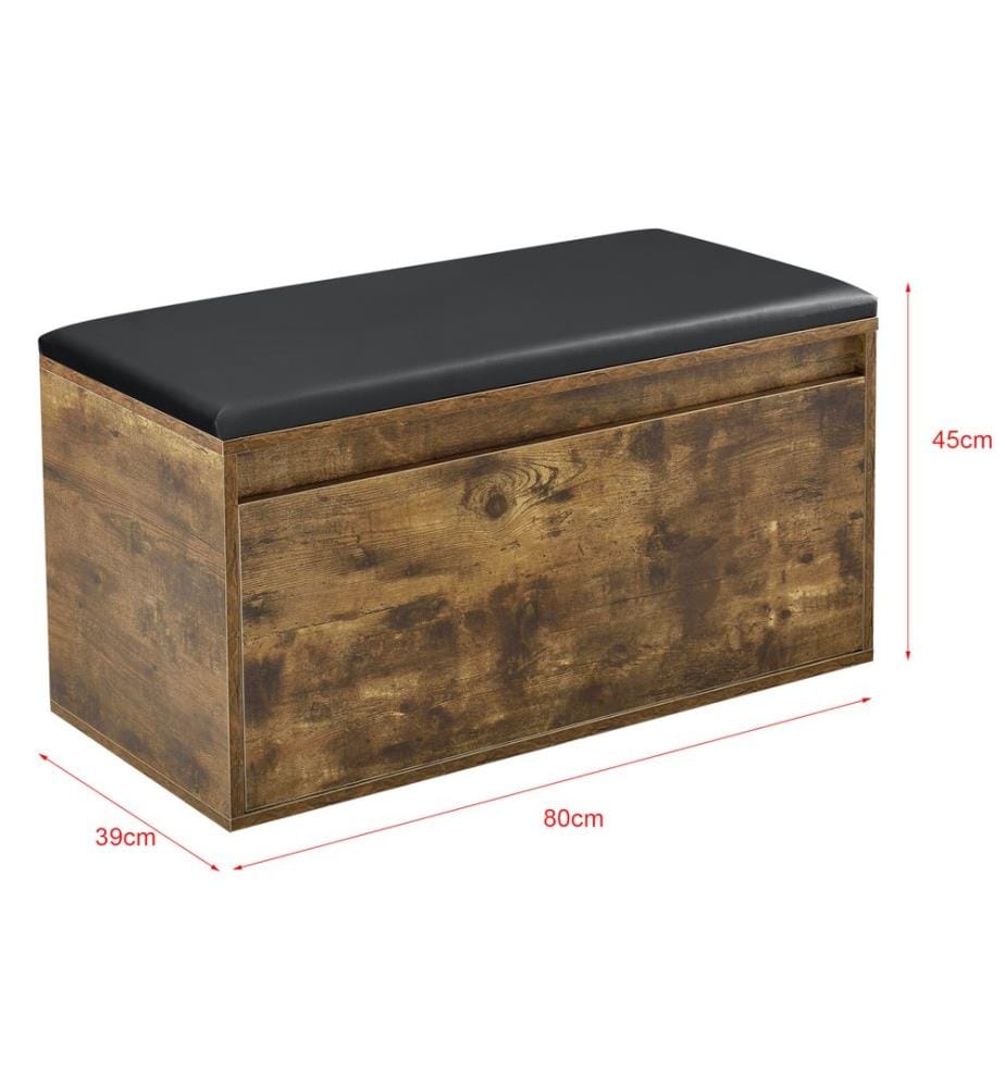Sitzbank Degerfors 80x39x45 cm mit Schublade Eiche dunkel Schwarz