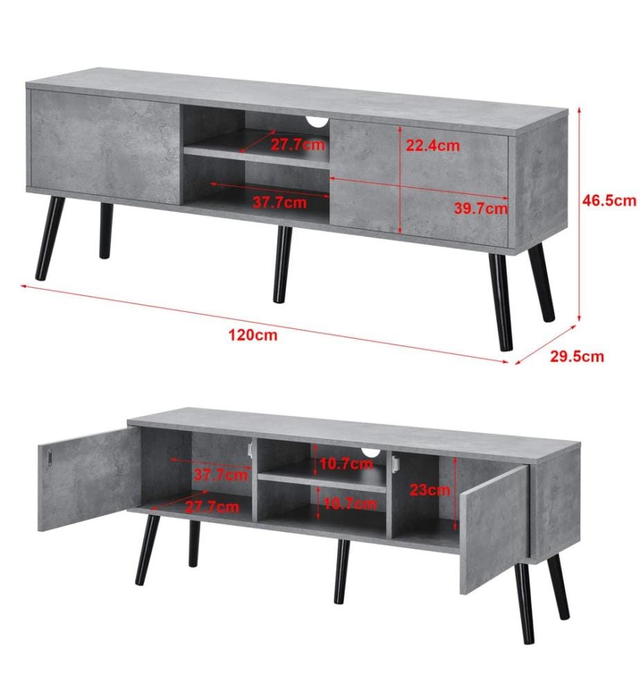 Mobile TV Eskilstuna 120 x 29,5 x 46,5 cm con 2 ante per armadio