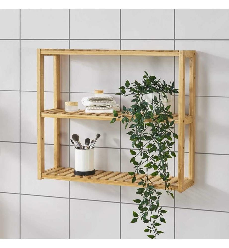 Mensola in bambù Örnsköldsvik 60x15x54 cm legno naturale