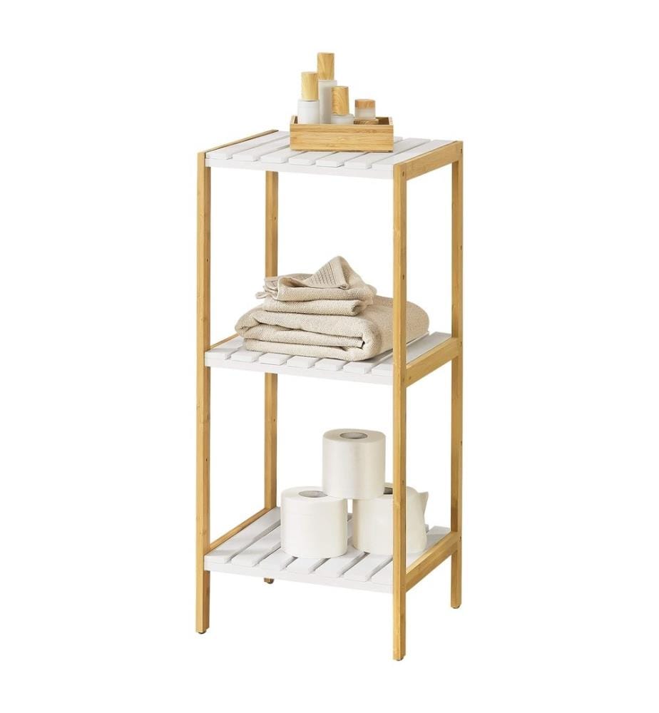 Scaffale da bagno Balsfjord con 3 ripiani 33x34x80 cm in bambù