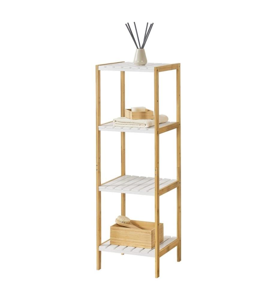 Scaffale da bagno Balsfjord con 4 ripiani 33x34x110 cm in bambù