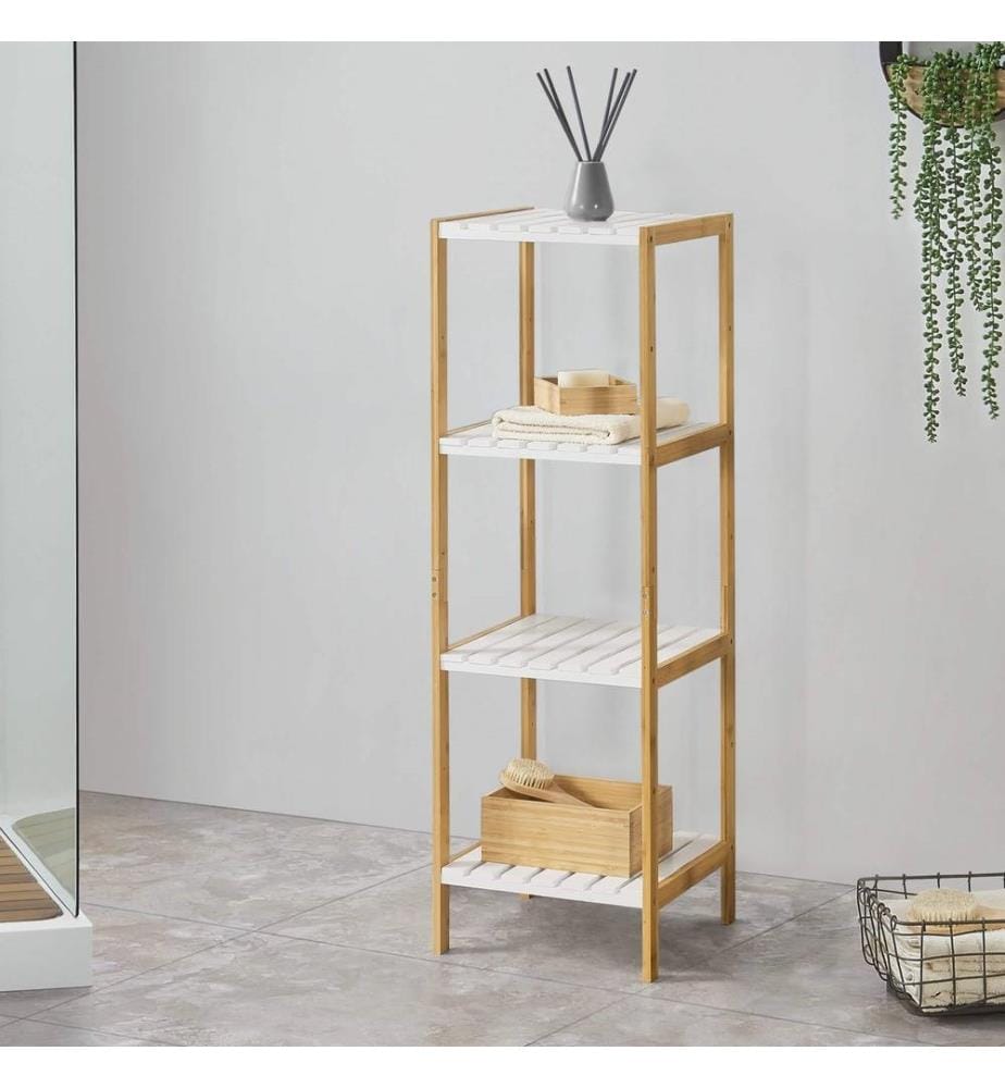 Scaffale da bagno Balsfjord con 4 ripiani 33x34x110 cm in bambù