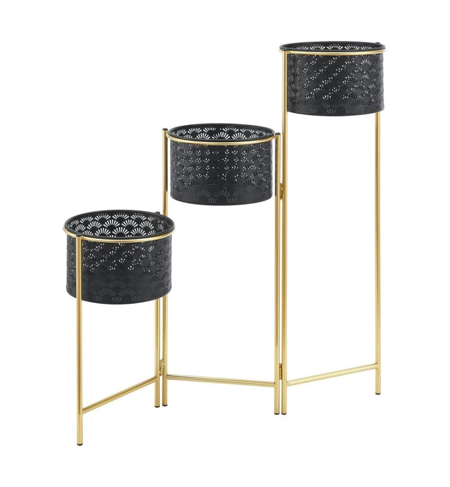 Support pour plantes Kieldrecht 3 pcs. couleur laiton noir