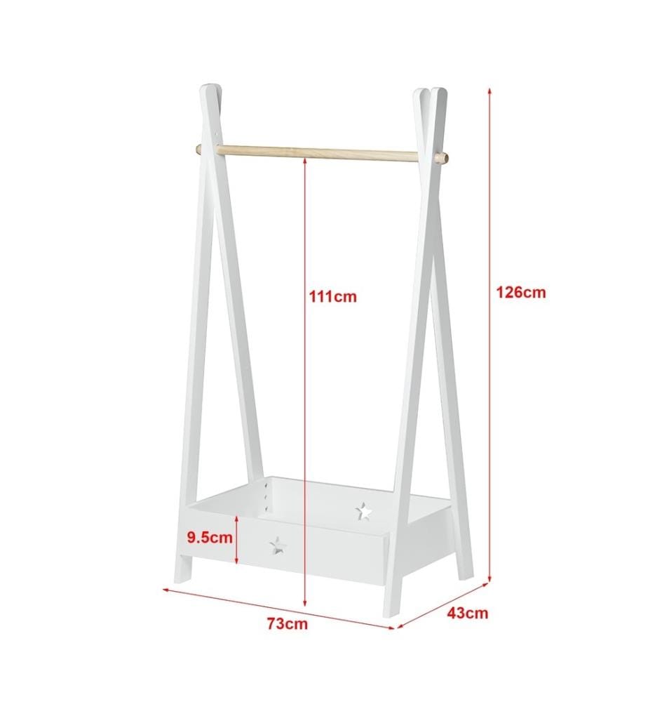 Armadio per bambini Laxe 126x73x43 cm Bianco Naturale