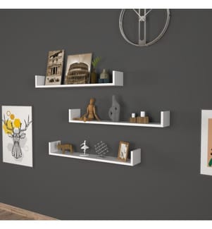 Scaffale a muro Höganäs 3 pezzi 90x15x12 cm Bianco