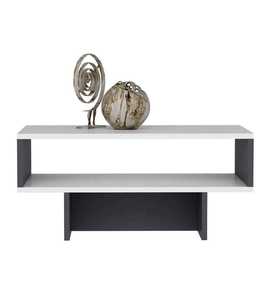 Table basse Mjölby 36.4x80x45 cm blanc anthracite