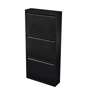 Boite à chaussures Sokndal avec 3 compartiments basculants Noir