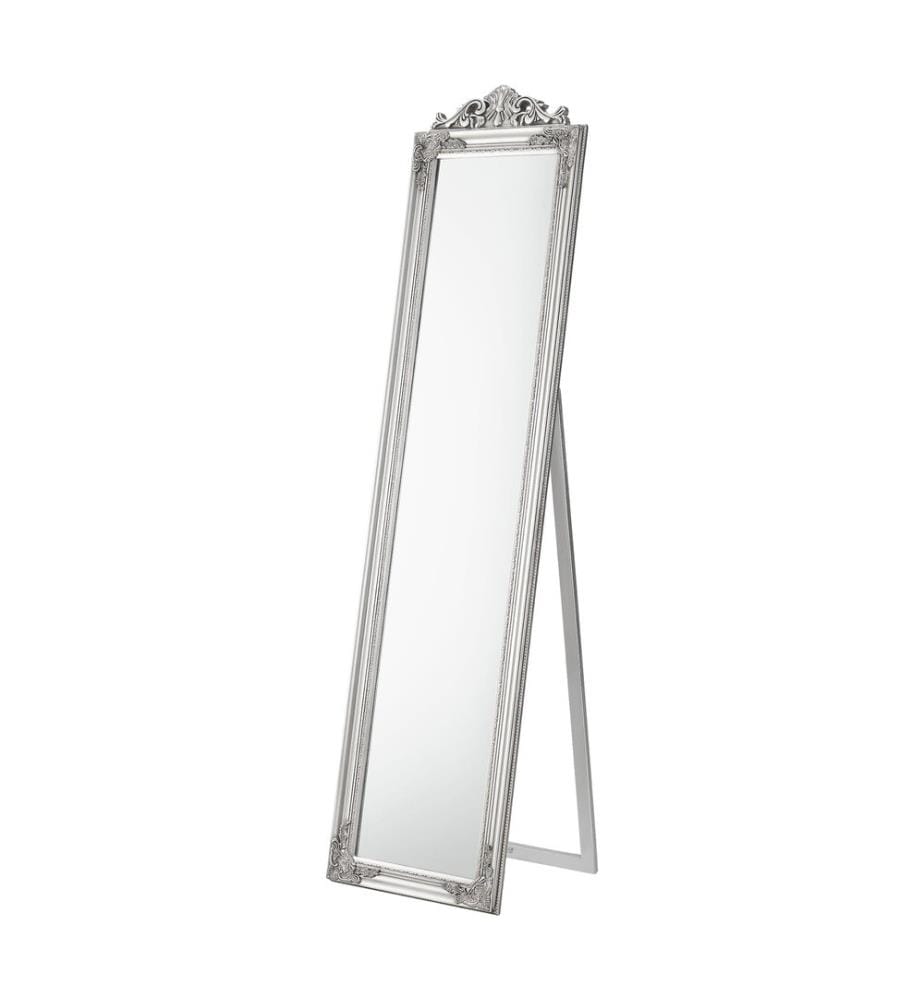 Standing mirror Arezzo 160x40 cm Rectangular Tiltable Baroque Silver