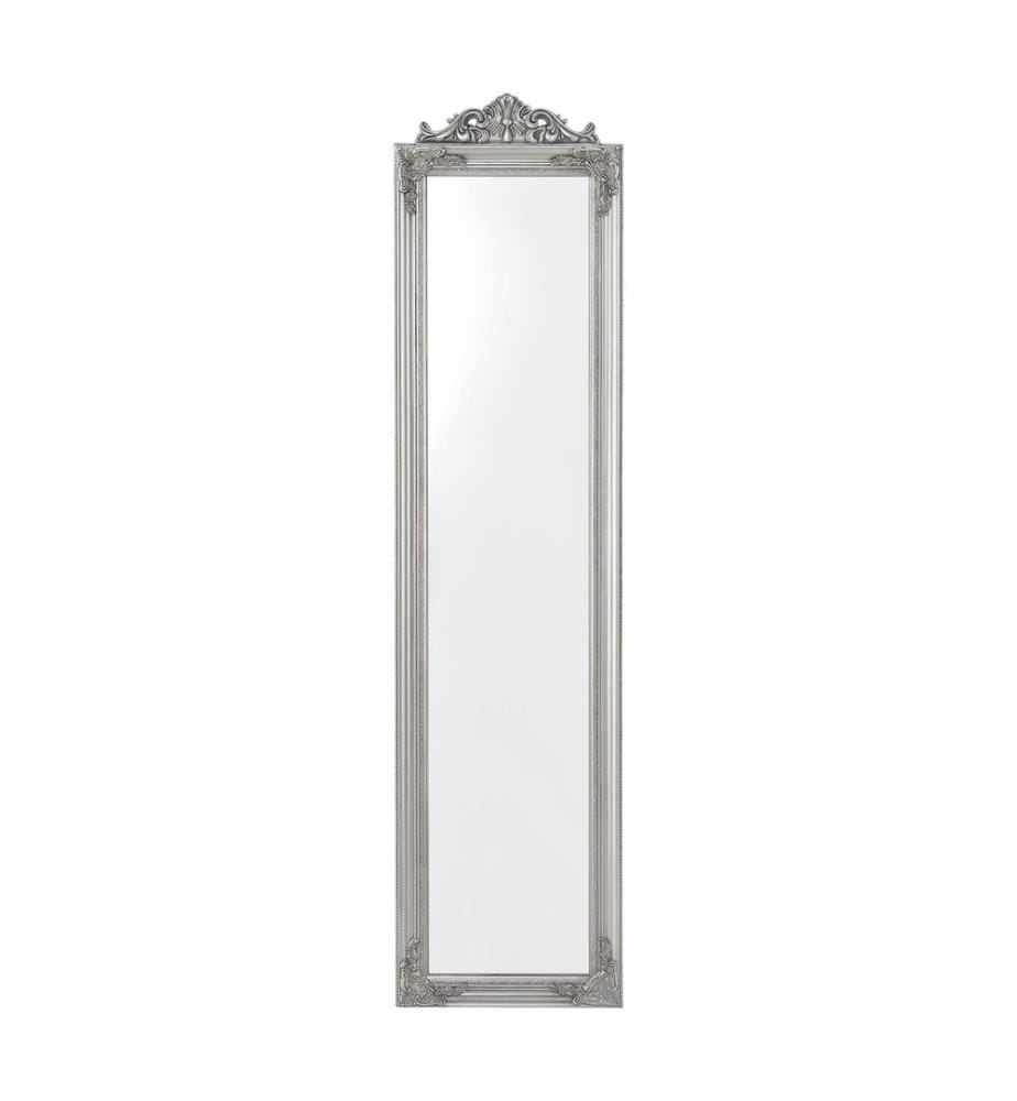 Standing mirror Arezzo 160x40 cm Rectangular Tiltable Baroque Silver
