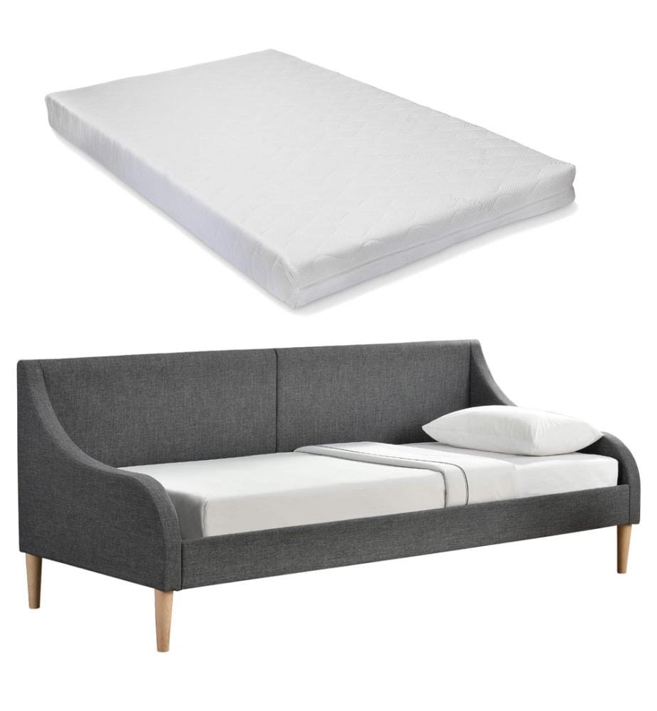 Divano daybed 90x200 cm con materasso a molle fredde grigio scuro