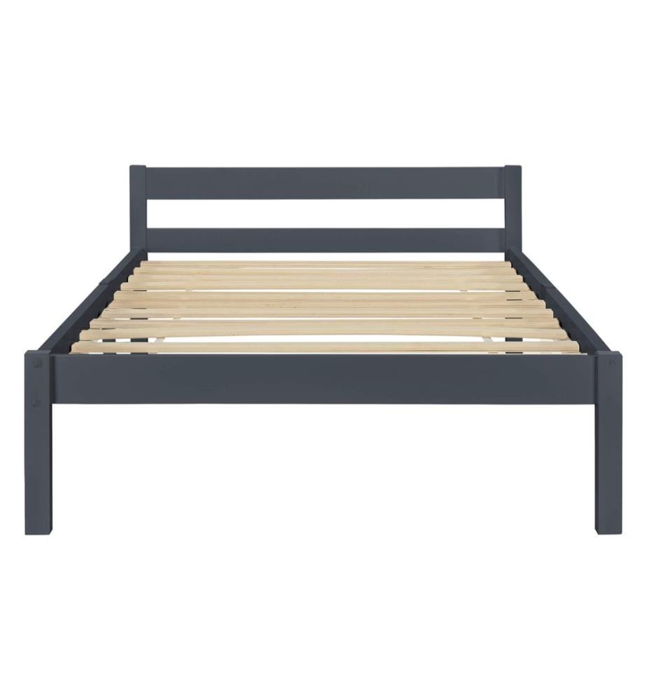 Lit en bois Nakkila 100x200 cm Lit double avec tête de lit Gris