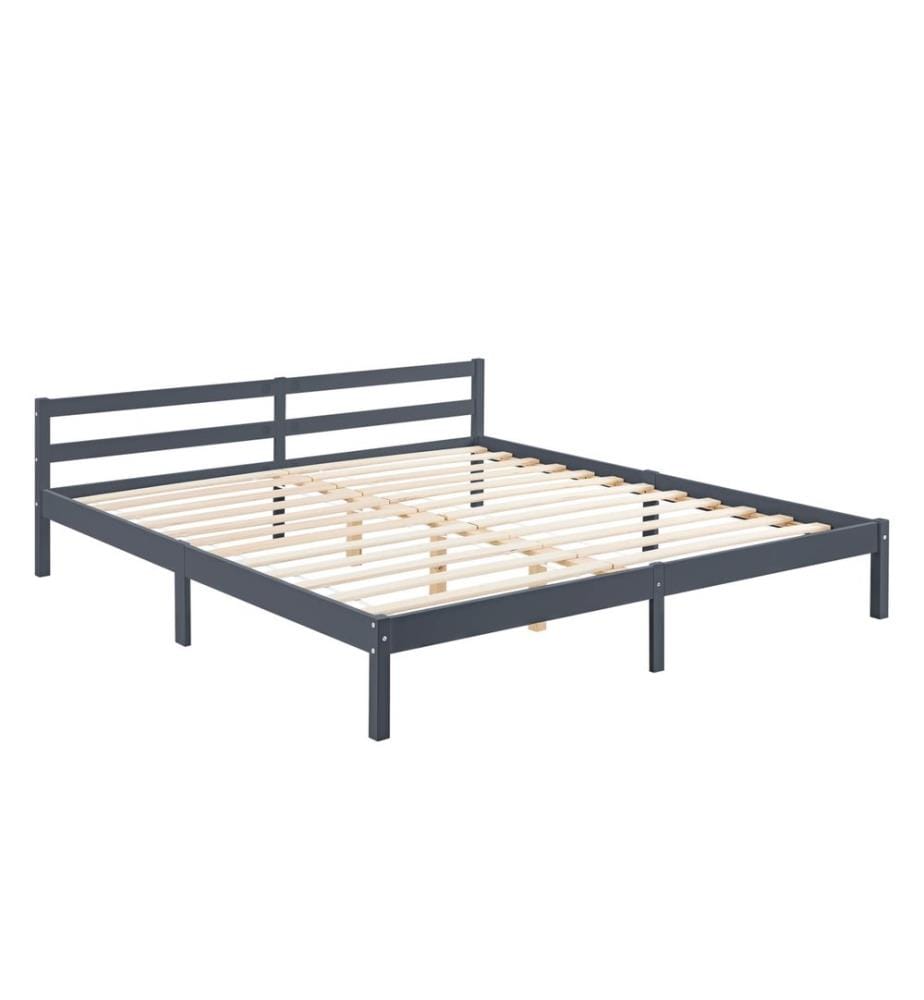 Lit en bois Nakkila 180x200 cm avec tête de lit Gris