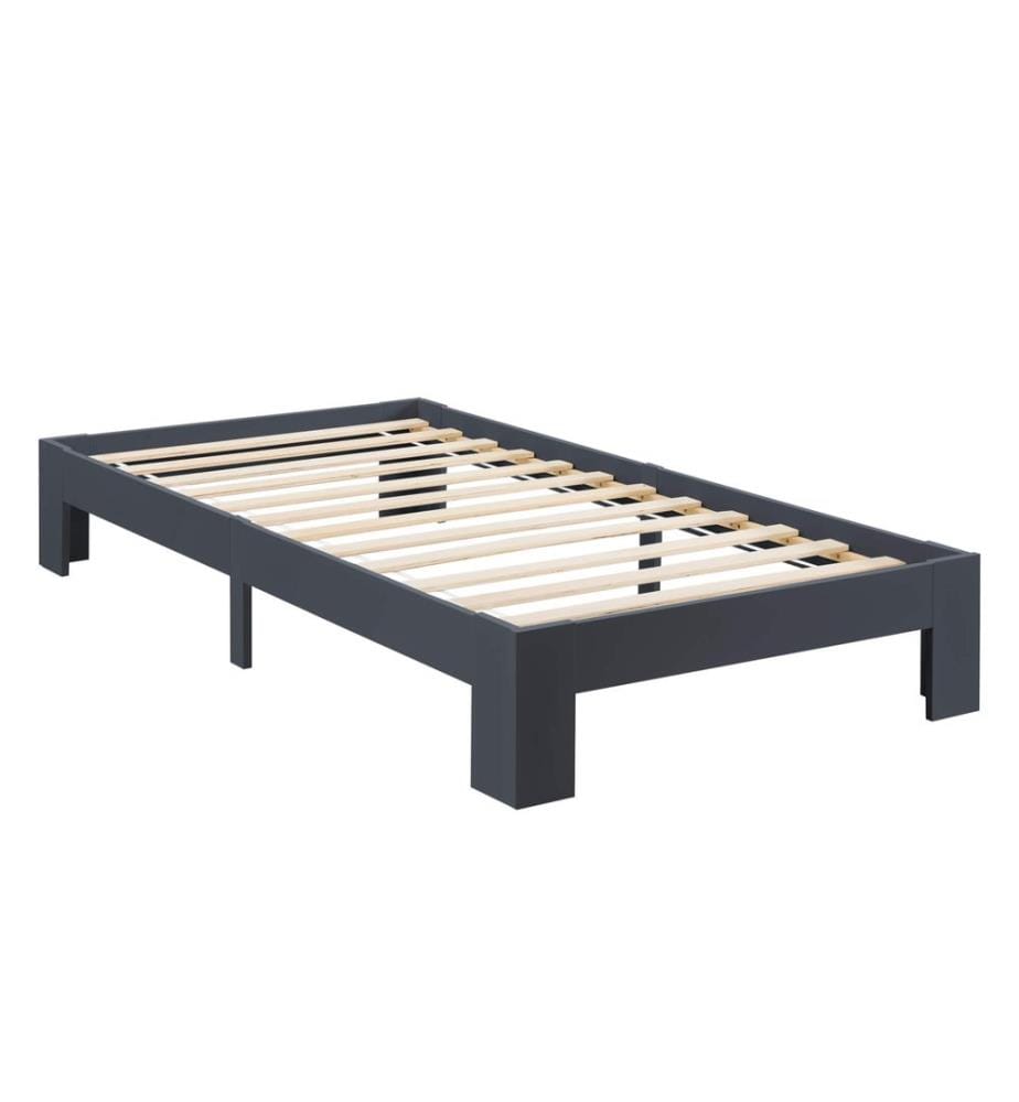 Lit en bois Raisio 90x200 cm avec sommier à lattes Gris