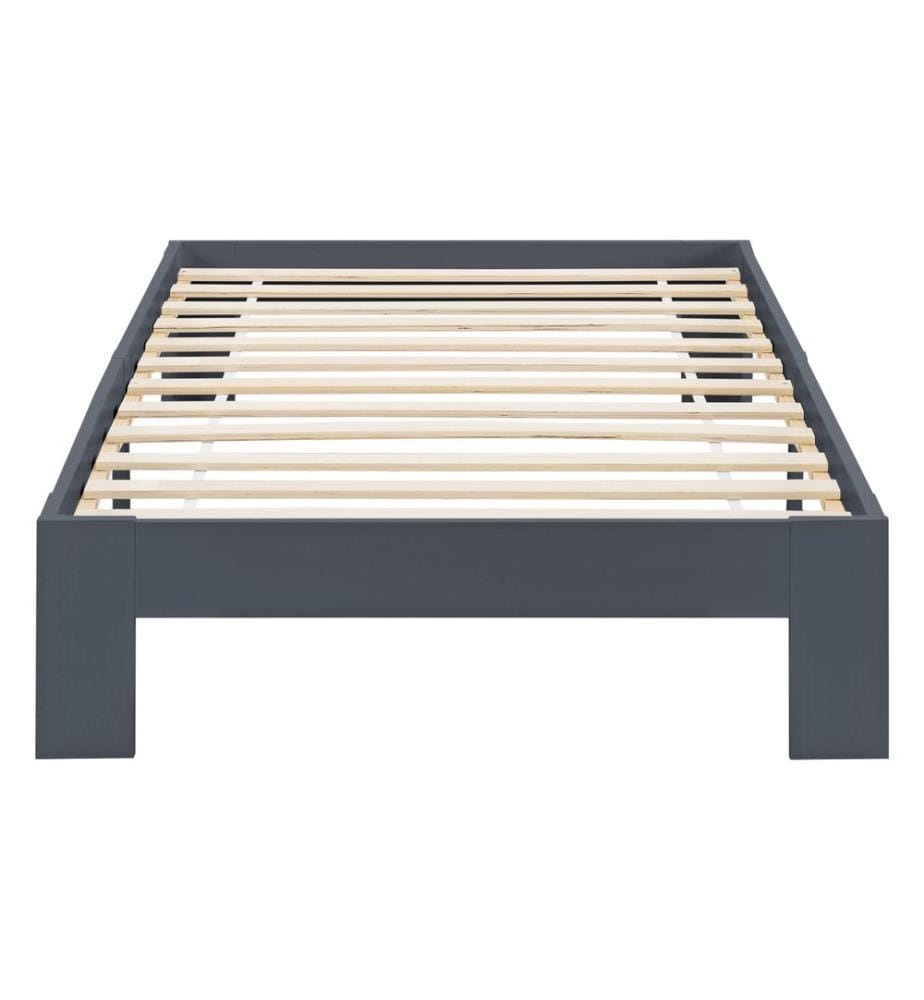 Letto in legno Raisio 120x200 cm con rete a doghe grigia