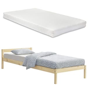 Letto in legno Lynge 90x200 cm con materasso in schiuma naturale a freddo
