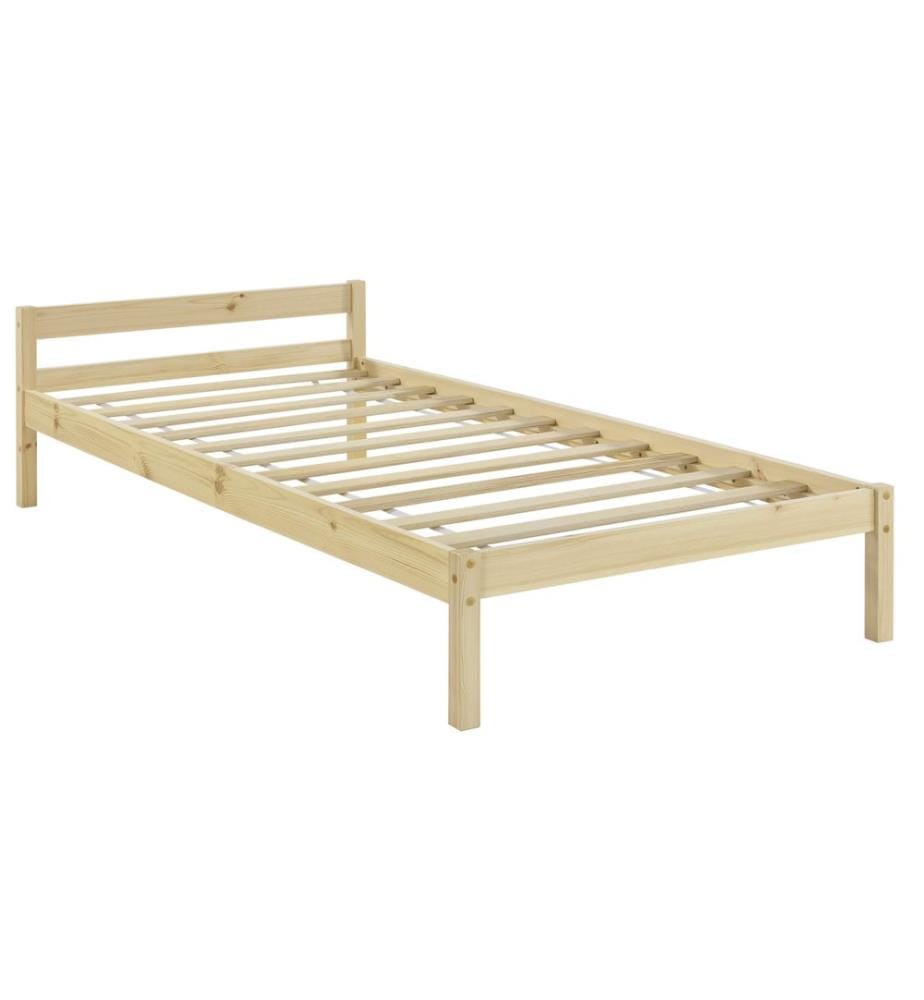Lit en bois Lynge 90x200 cm avec matelas à eau froide Naturel