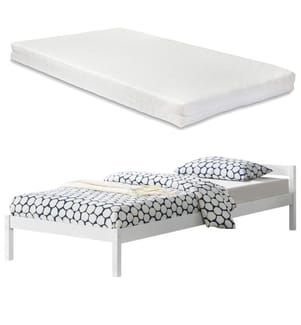 Letto in legno Lynge 90x200 cm con materasso a molle fredde Bianco