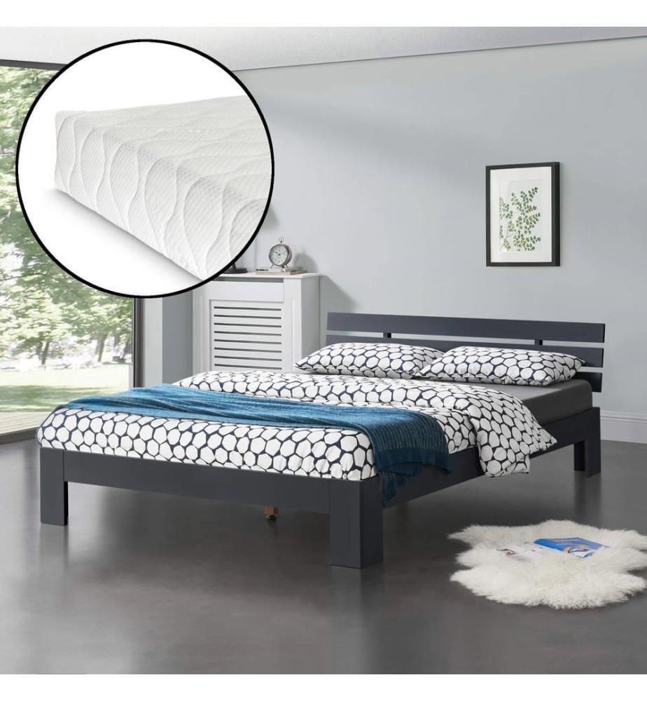 Lit en bois Svensby 140x200 cm Gris