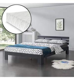 Letto in legno Svensby 140x200 cm grigio