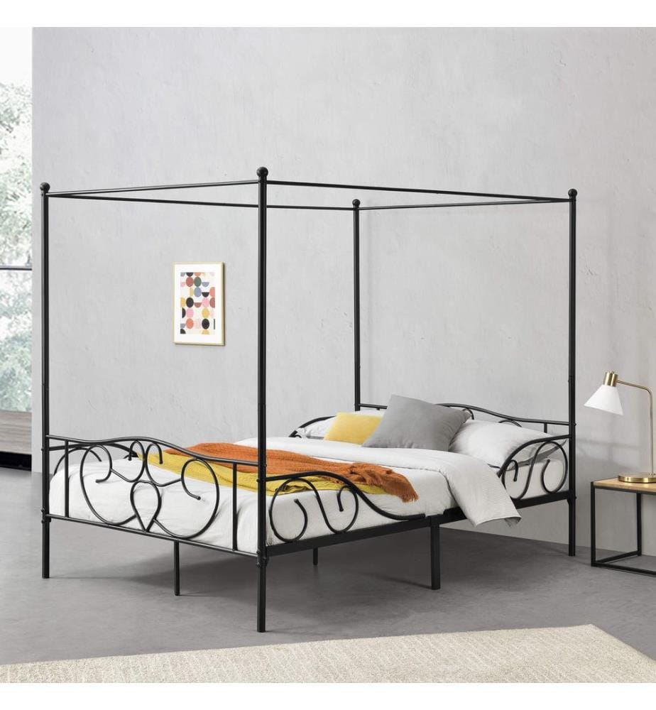 Hi mmelbett Finström 140x200 cm Cadre de lit métallique avec sommier à lattes