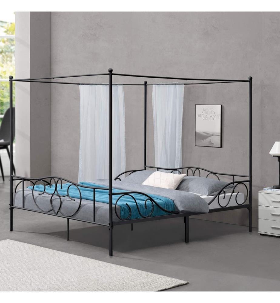 Hi mmelbett Finström 180x200 cm Cadre de lit métallique avec sommier à lattes