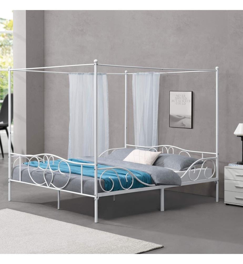 Hi mmelbett Finström 180x200 cm Cadre de lit métallique avec sommier à lattes