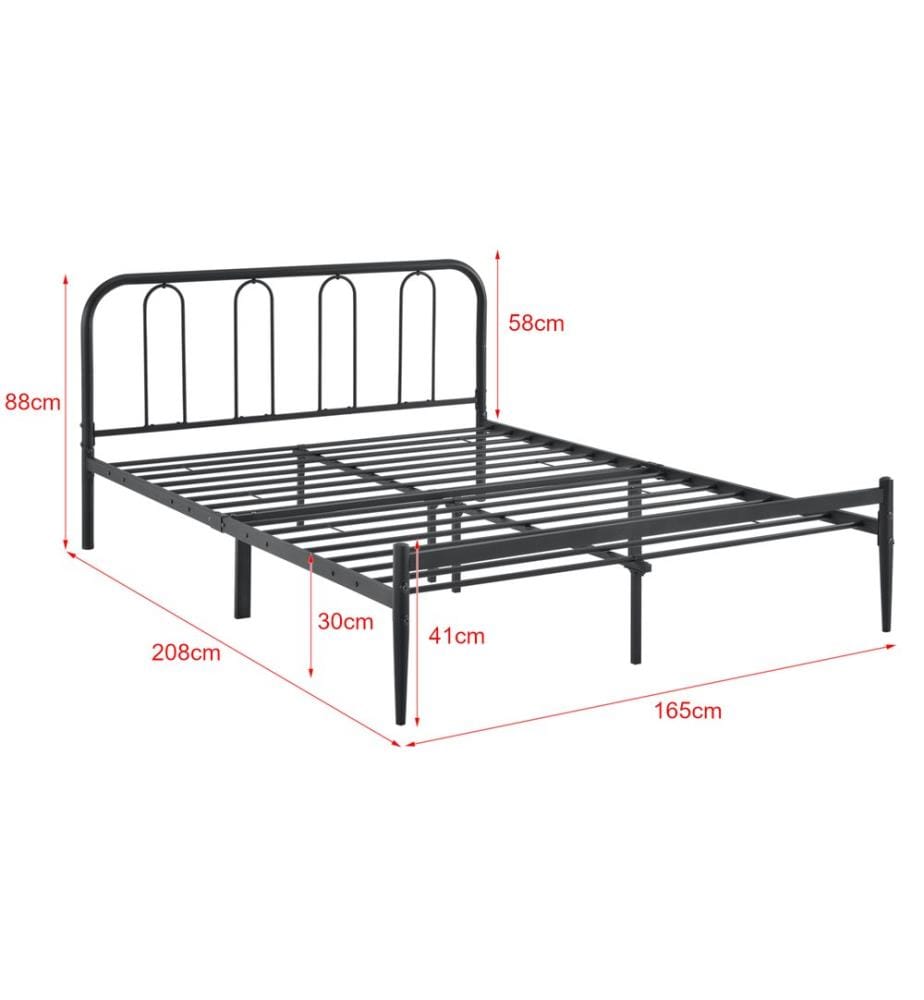 Letto in metallo Hanko 160x200 cm con materasso a molle fredde nero