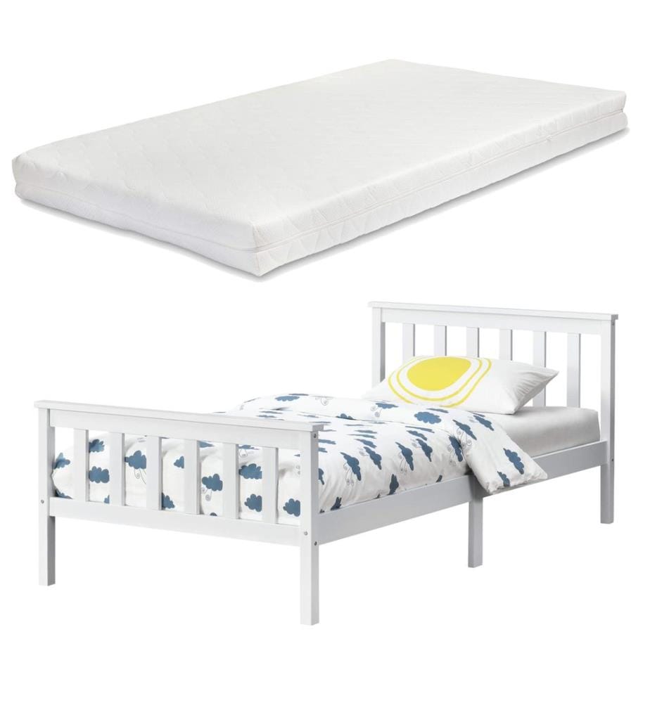 Letto in legno Breda 90x200 cm con materasso a molle fredde e testiera alta