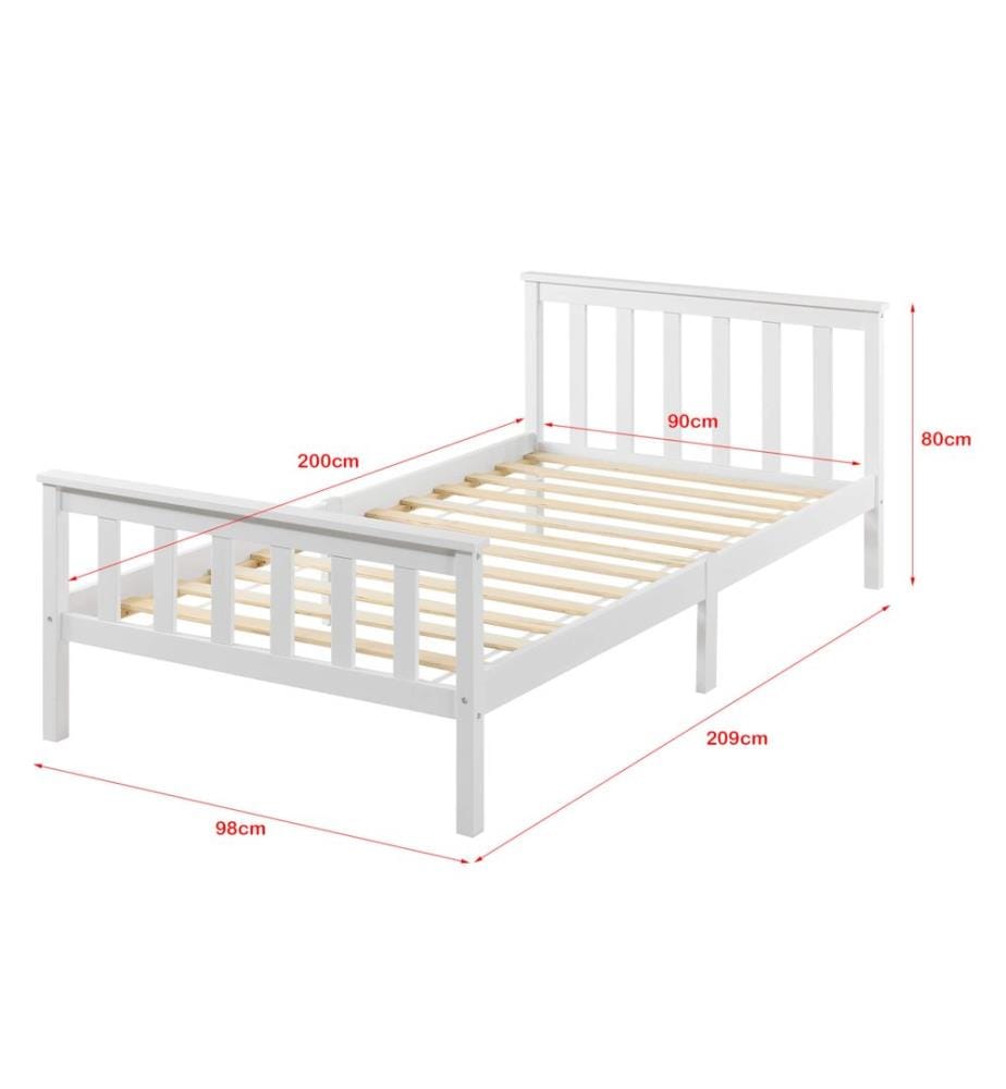 Letto in legno Breda 90x200 cm con materasso a molle fredde e testiera alta