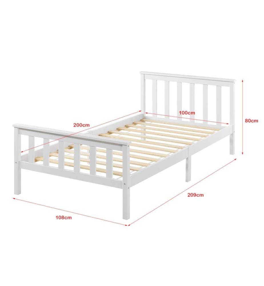 Letto in legno Breda 100x200 cm con materasso a molle fredde e testiera alta