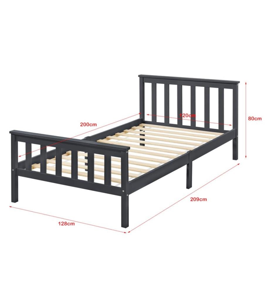 Letto in legno Breda 120x200 cm con materasso a molle fredde e testiera alta