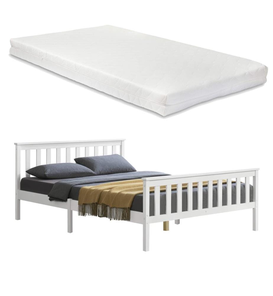 Letto in legno Breda 140x200 cm con materasso a molle fredde Bianco