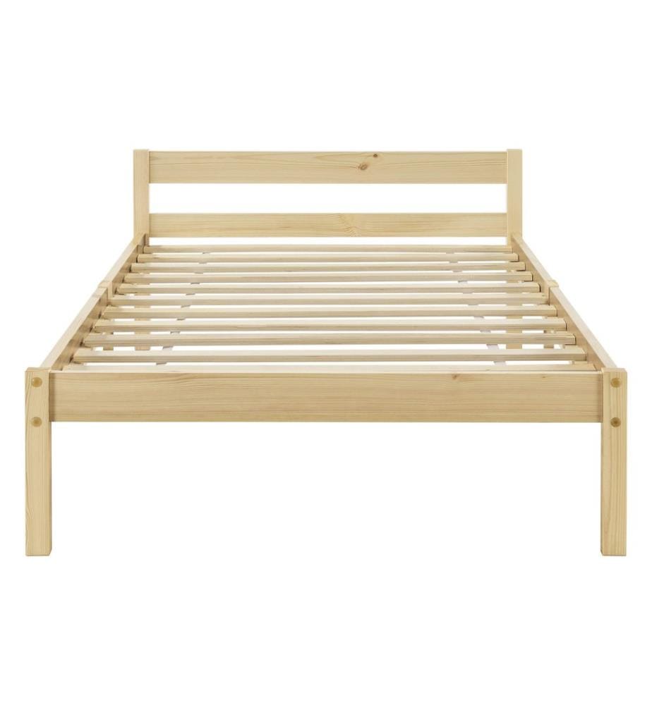Letto in legno Nakkila 100x200 cm con materasso a molle fredde in legno naturale
