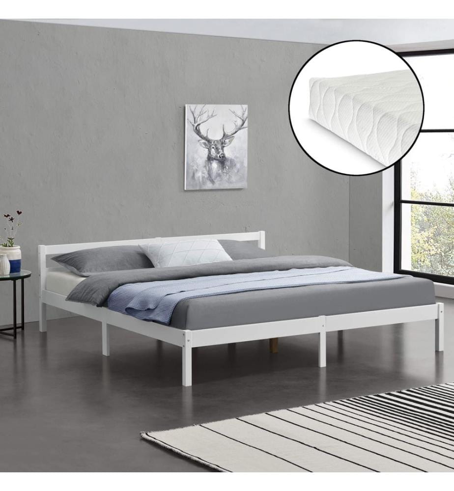 Letto in legno Nakkila 160x200 cm con materasso a molle fredde