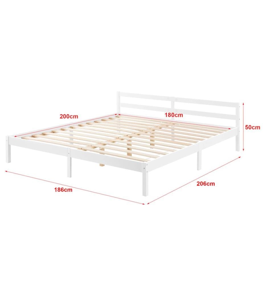 Letto in legno Nakkila 180x200 cm con materasso a molle fredde Bianco